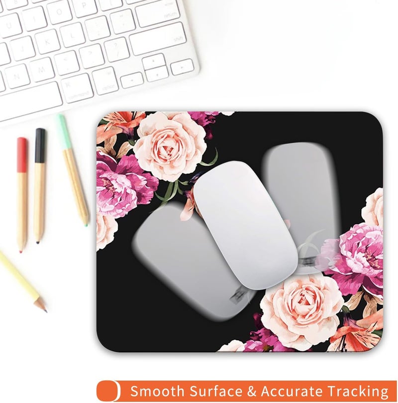 Armanza Square Mouse Pad Pretty Peony Flower, Personalized Premium-Textured Custom Mouse Mat Design, Washable Mousepad Cloth, Non-Slip Rubber Base Computer Mouse Pads for Wireless Mouse - Image 4